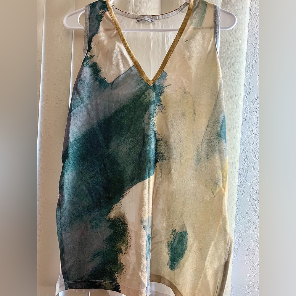 ZARA TOP BLOUSE TUNIC VEST MEDIUM M STRETCH ABSTRACT LIGHTWEIGHT COTTON MODAL
